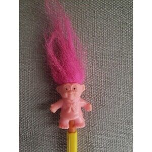 Vintage Pencil Topper Pink Troll